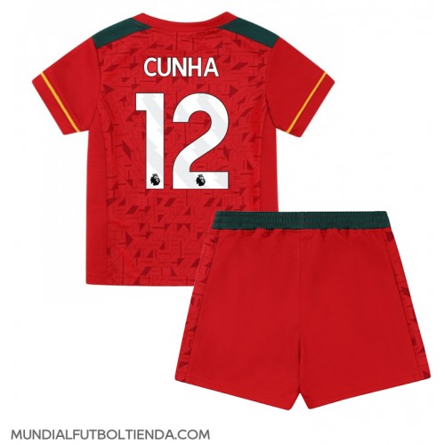 Camiseta Wolves Matheus Cunha #12 Segunda Equipación Replica 2023-24 para niños mangas cortas (+ Pantalones cortos)
